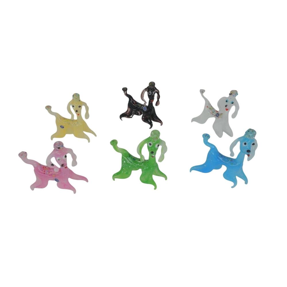 6 Vintage Glass Dog Miniatures Figurines New in Box